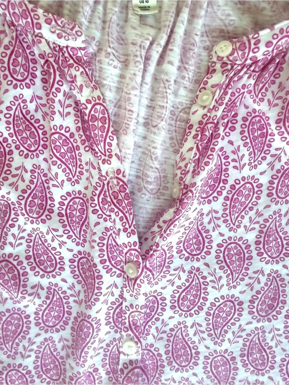 Boden Isla Jersey shirt. Cosmos Pink, Paisley Heart. Size 10